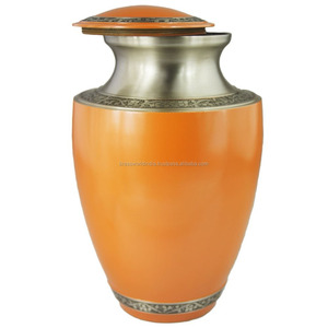 Urne funéraire en métal de crémation pour adultes orange Fournitures funéraires de style américain par Brassworld India en laiton - Product Image 4