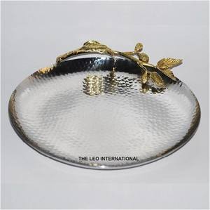 ถาดเสิร์ฟอลูมิเนียมเคลือบเงาทรงกลมสไตล์แฟนซีถาดตกแต่งบ้านที่มีคุณภาพดีเยี่ยมทำด้วยมือ - Product Image 1