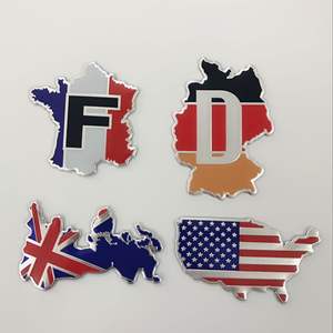 Autocollant personnalisé pour voiture Métal Alliage d'aluminium US Allemagne UK <span class=keywords><strong>France</strong></span> Carte Drapeau Emblème de carrosserie - Product Image 1