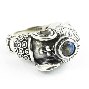 Nice รอบที่น่ารื่นรมย์รูปช้าง Labradorite 925แหวนเงินสเตอร์ลิงอินเดียผู้ผลิตเครื่องประดับผู้ค้าส่งแหวนเงิน, - Product Image 3