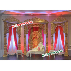 Bollwood-Conjunto de escenario de boda de oro, decoración de escenario de boda india, recepción de escenario - Product Image 1