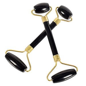Rouleau de massage de haute qualité obsidienne noire massage du visage rouleau de cristal naturel produits pour le visage rouleau 4 à 5 pouces grossiste - Product Image 2