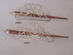 คลิปผมทองเหลืองชุบเงินพร้อมหมุดไม้โลหะและคลิปผมไม้สำหรับผู้หญิงและเด็กผู้หญิง - Product Image 4