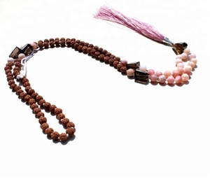 Collares de cuentas de Yoga hechos a mano para artistas indios, de alta calidad, color rosa Ópalo, 108 - Product Image 1