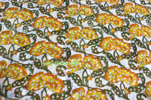 Tela estampada, tela estampada con flores de algodón tela estampada a mano flor amarilla - Product Image 3