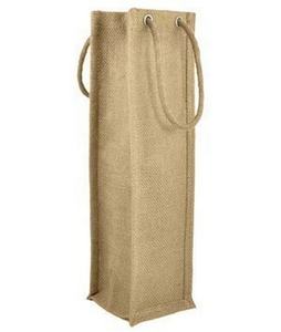 Bolsa de botella de vino de yute ecológica con asa de cuerda Saco de regalo de embalaje reutilizable biodegradable para marca, venta minorista y eventos - Product Image 1