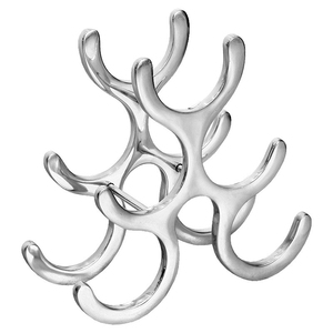 Estante de botella de vino de plata respetuoso con el medio ambiente de aluminio fundido para 5 botellas de Axiom Home Accents - Product Image 2