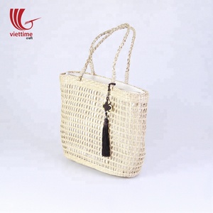 Sac fourre-tout quotidien de luxe en jonc de mer pour femmes sacs à main fabriqués au Vietnam accessoires pour femmes à la mode - Product Image 6