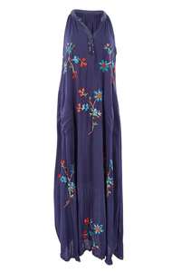 Sunny Days Fantastic Sexy Deep V Neck Cotton Sleeveless <b>Women</b> Maxi Dress European Style Elegant Embroidered <b>Beach</b> <b>Cover</b> <b>up</b> Dress - Product Image 4