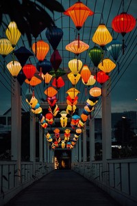 Bamboo Lantern <b>Silk</b>- Natural- Viet Nam - Product Image 5