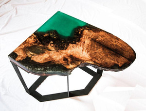 Modern-Style Live Edge Mesquite End/Side <b>Table</b> Antique-Style <b>Wooden</b> Coffee Furniture with Epoxy <b>Resin</b> <b>for</b> Home Sofa Use - Product Image 2
