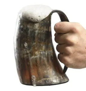 Authentic Viking Drinking Horn mug With Shot Beer Glass Cold Chocolate beer mead wine ale Tankard at low price by LUXURY CRAFTS