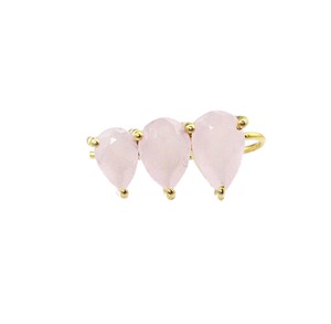 Pendiente de Calcedonia rosa, pendiente chapado en oro de 24 quilates, pendiente de puño, joyería India - Product Image 4