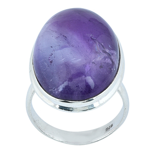 Plain Oval Amethyst Gemstone 925 <b>Sterling</b> <b>Silver</b> Jewelry <b>Ring</b> Bezel Setting Trendy Fashionable <b>Ring</b> for Party, Gift for Unisex - Product Image 1