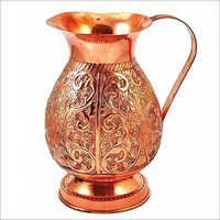 Perilla de latón martillado con diseño de diamante, jarra de agua de cobre, hecha a mano, India, 50 Oz - Product Image 2