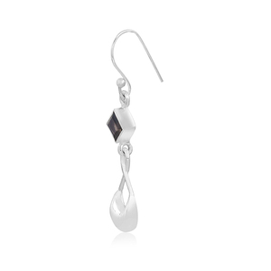 Boucles d'oreilles pendantes carrées en quartz fumé véritable, argent sterling 925, fabrication artisanale, grossiste en bijoux, CASA DE PLATA - Product Image 3