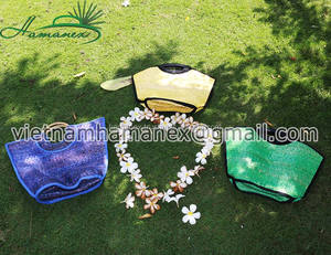 Bolso de mano colorido Seagrass para mujer, Cómodo bolso de compras de paja - Product Image 3