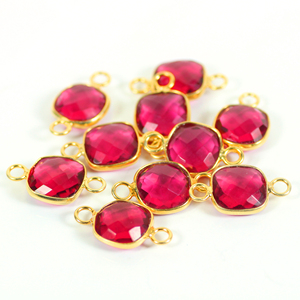 10mm rubelita rubí hidro piedra cojín bisel plata encanto doble fianza bucle rodio plateado envío rápido para ocasiones de fiesta - Product Image 5