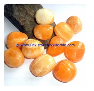 Pierres de calcite orange naturelles de haute qualité polies - Product Image 1