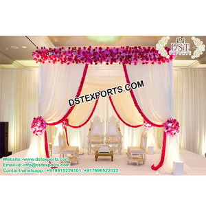 Drapé décoré de fleurs blanches Mandap USA sur le thème Mandap Sets Magnifiques Mandaps de mariage - Product Image 1