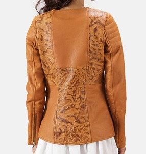 แจ็กเก็ตหนังนิ่มแบบลำลองสำหรับผู้หญิงเสื้อแจ็กเก็ตหนังแกะแท้น้ำหนักเบาออกแบบโลโก้ได้ตามต้องการ - Product Image 2