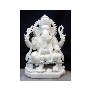 Estatua de Ganesha de Mármol Blanco - Product Image 1