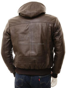 MA-1 Bomber Leather Flying <b>Hoodie</b> Jacket Plus Size Winter Wear with Breathable Sheep <b>Fur</b> and Zipper Closure Cotton Filled - Product Image 3