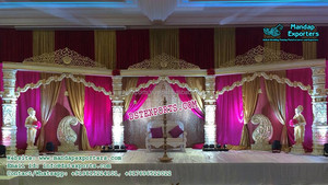 ไฟเบอร์ตกแต่งด้วยทอง,ชุดเวทีงานแต่งงานของชาวอินเดียเวทีการแต่งงานการตกแต่ง - Product Image 3
