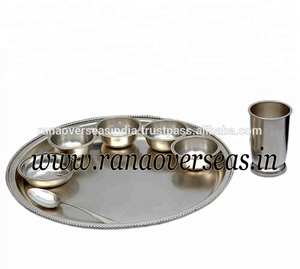 Main Pur Argent Plaqué Laiton Thali Ensemble Pour Hotelware Vaisselle Articles Pour La Maison Et Vaisselle - Product Image 3