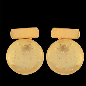 Pendientes de tuerca martillados chapados en oro Vintage Unisex, diseño circular, aro religioso, perla, diamante, piedras de moissanita, regalos para fiestas - Product Image 2