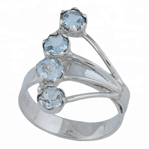 Topacio facetado redondo, hermoso anillo de piedras preciosas de diseñador, anillo de Plata de Ley 925, joyería, anillo de moda Chapado en plata para mujer. - Product Image 2