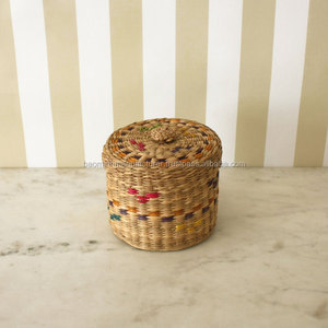 ตะกร้าเก็บของวินเทจจากหญ้าทะเล พร้อมฝาปิด สำหรับใส่ของขวัญ ของใช้ในบ้านที่ดีที่สุด สำหรับจัดเก็บและจัดระเบียบ - Product Image 3