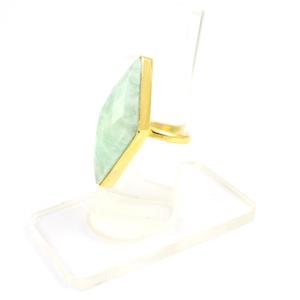 Amazonite plaqué or argent sterling longue marquise étroite réglable pierres précieuses bagues de bijouterie fine - Product Image 2