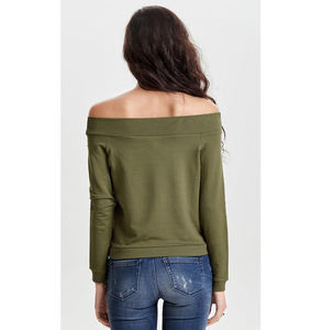 Elegante sudadera con hombros descubiertos para mujer con capucha 100% algodón para invierno - Product Image 3