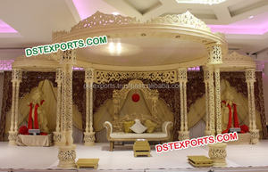 Latest Wedding Hand Carved Wooden Mandap Set Exquisite Wooden Wedding Mandap Fabulous Wedding Wooden Mandap <b>UK</b> Sale Factory - Product Image 2