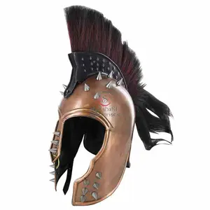 Medieval Knight Troy Trojan Spike Armor Helmet With Plume Metal Craft Wearable Halloween Costume Greek Battle Ready Helmet