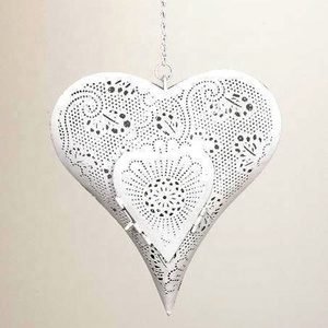Christmas Hanging <b>Ornament</b> With Shiny Polish Finishing Heart Shape <b>Flower</b> Mesh Design for Home Decoration Heart Hanging - Product Image 2