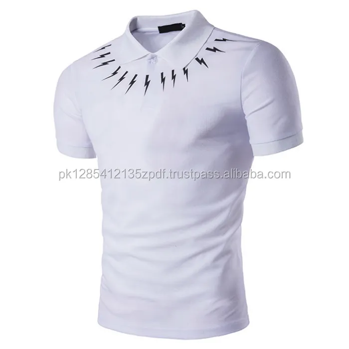 Custom Short Sleeves White Cotton Men Printing Economical Polo T-Shirt