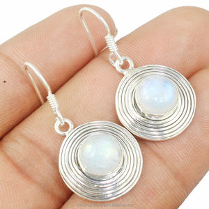 Dernière 925 Argent Sterling Arc-En-Ciel Pierre de Lune Boucles D'oreilles À La Main - Product Image 5