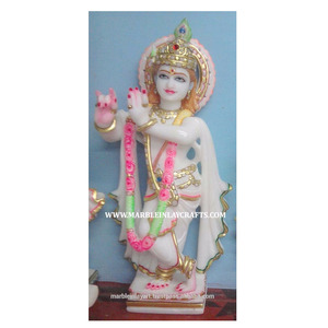 หินอ่อนหรูหราลอร์ดศรีกฤษณะ Makrana ประติมากรรมหินอ่อนสำหรับตกแต่งบ้านและบูชาและอธิษฐาน - Product Image 1