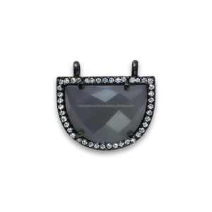 Conector de piedras preciosas de diamante Micro pavé, hallazgos de joyería de plata de ley 925, joyería fina hecha a mano, proveedor mayorista de India - Product Image 3