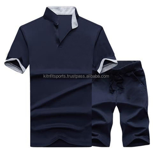 Ensemble de survêtement 2 pièces pour homme, respirant, antibactérien, tendance, avec logo personnalisé, t-shirt et short, idéal pour le jogging - Vente en gros - Product Image 1