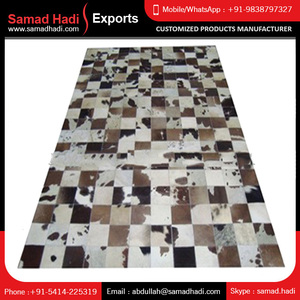 Custom Shape Design Handmade Cow Skin White Bored Ape Pray Modern Newborn Flat Pile <b>Rug</b> - Product Image 5