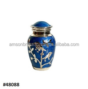 Sky Blue Enamel Printed Finished Decorative Urn New Arrival Butterfly Metal Cremation Urn Handmade Cremation Urns - Product Image 4