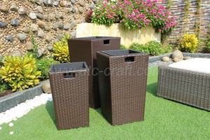 Macetero de mimbre de polietileno para jardín, muebles de exterior, 3 piezas en 1, RAPL-003 - Product Image 4