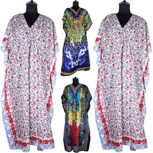 Robe africaine Dashiki en coton imprimé pour femmes, Abaya Dubai Long Kaftan Style Trendy Design Fashionable Floral Printed Cotton Kaftan - Product Image 2