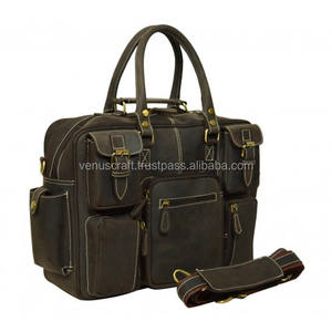 17 pulgadas 100% genuino Crazy Horse Vintage clásico cuero Portátil Bolsa Unisex gran capacidad mensajero cremallera cubierta portátil - Product Image 2