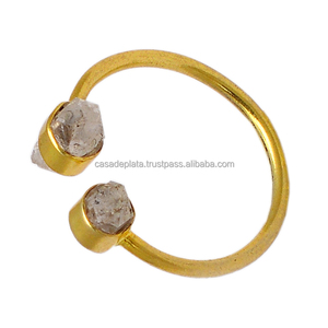 Rough Herkimer Gemstone <b>Ring</b> <b>925</b> <b>sterling</b> <b>Silver</b> <b>Ring</b> With Gold Plated Bezel Setting Religious Latest Design <b>Ring</b> For Women. - Product Image 4