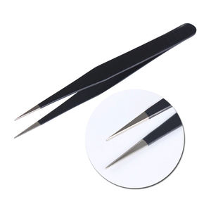 Juego de Herramientas de belleza profesional, pinzas para extensión de pestañas, Color negro, recto y curvo, acero inoxidable, aprobado por CE, 2 piezas - Product Image 2