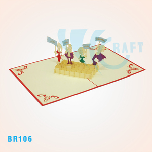 B'DAY HAPPY PETS pop up 3D pop up carte de voeux faite à la main vietnam découpée au laser - Product Image 4